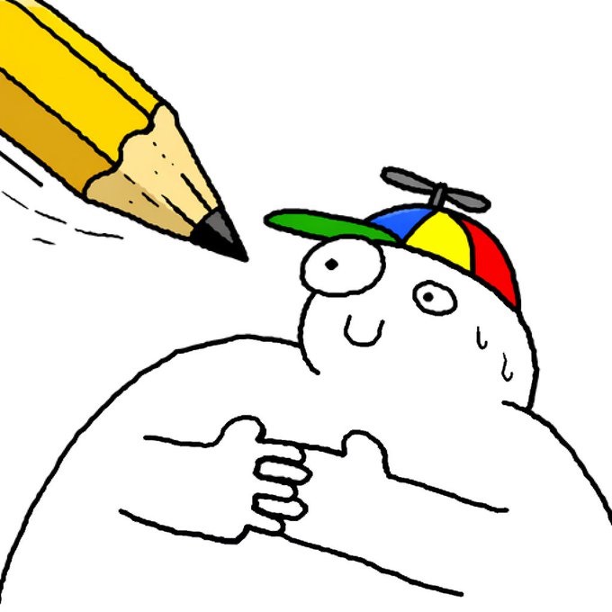 Badly drawn character being poked by a giant pencil